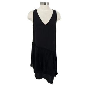 Derek Lam 10 Crosby Shift Tank Dress Black Pleated Sleeveless V Neck Sundress